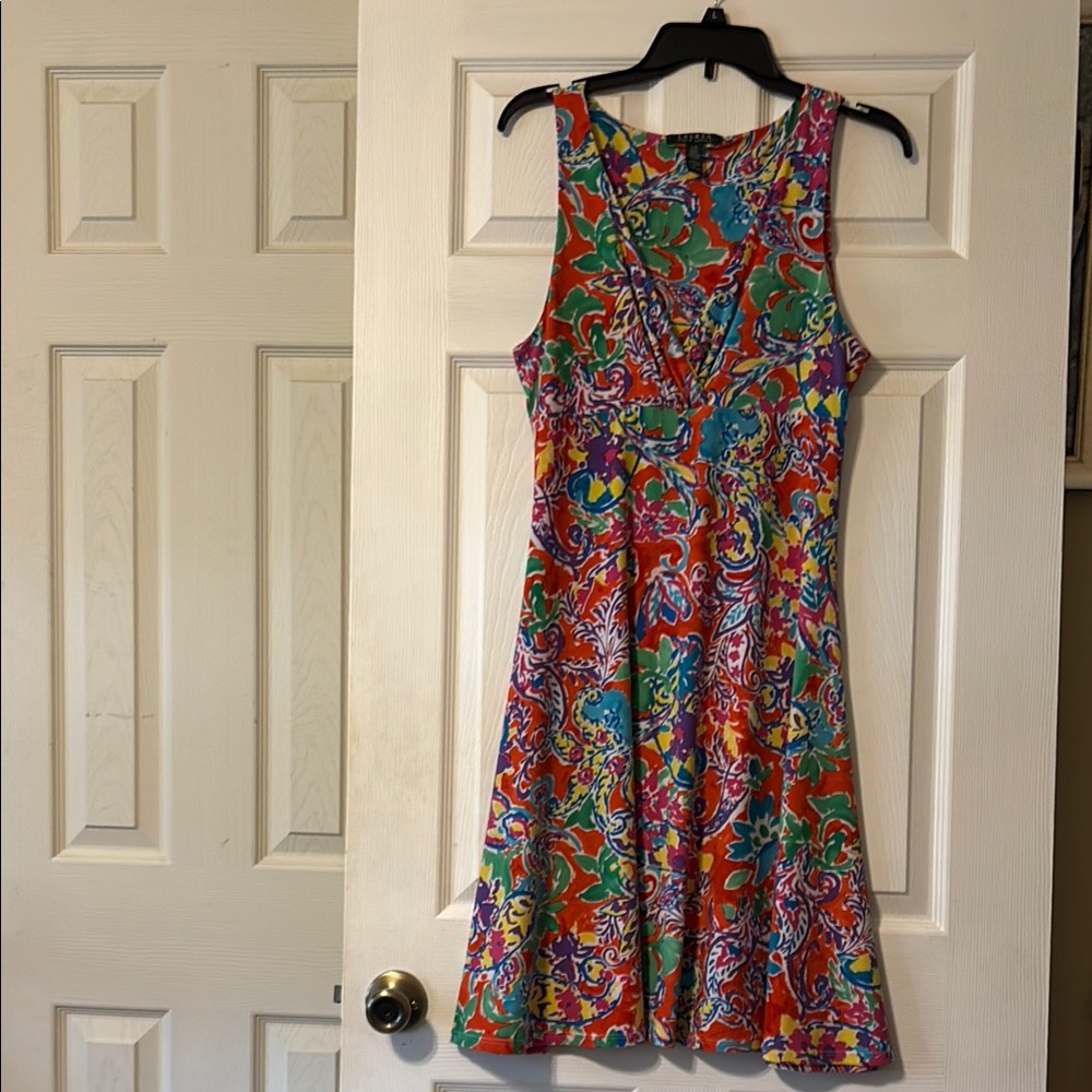 Ralph Lauren Large. Colorful Floral Sleeveless Dress